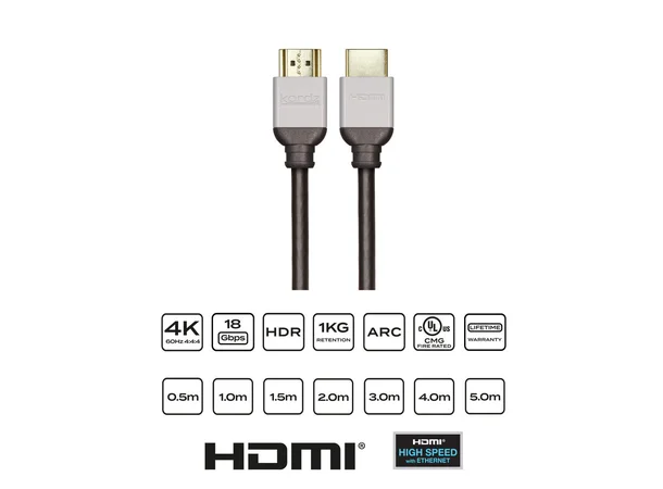 Kordz HDMI Pro3 Series 18Gbps 5m High Speed m/ Ethernet, ARC HDCP 2.2, 