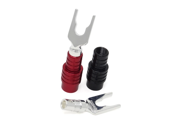 Chord Ohmic Spade Plug - 8mm RED Høyttalerplugg Spade - ChorAlloy 